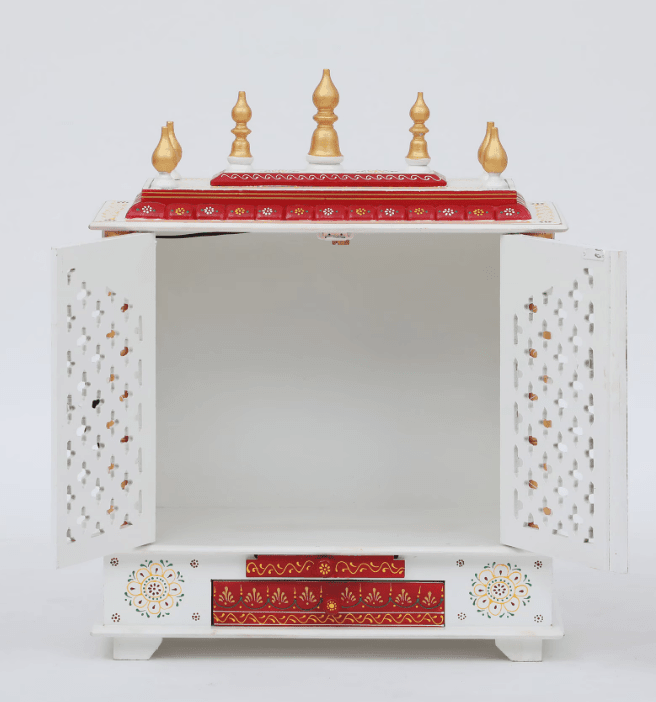 Multicolor Sheesham Wood & MDF Pooja Mandir With Door, - Ouch Cart