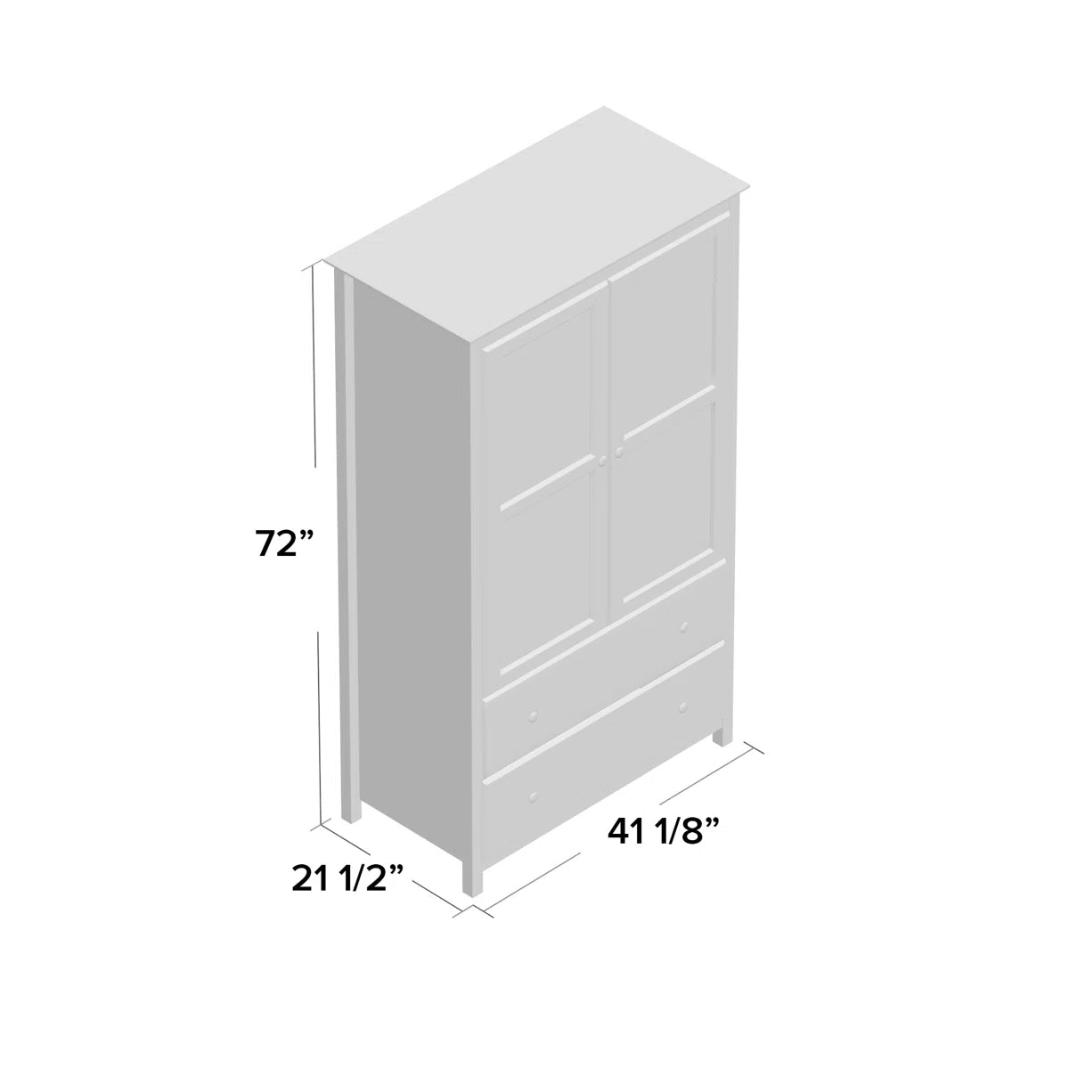 Shaker Bedroom Solid Wood Wardrobe Armoire with Drawers OUCH CART