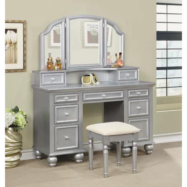 Zoomen Drop Vanity modern dressing table designs for bedroom with miroor with stool - Ouch Cart