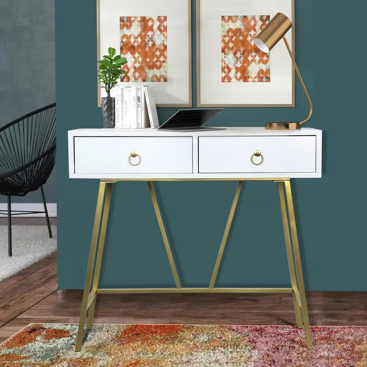 Siilata White Makeup Vanity Table with Storage Drawer and Writing Desk Function- OUCH CART | Dressing table