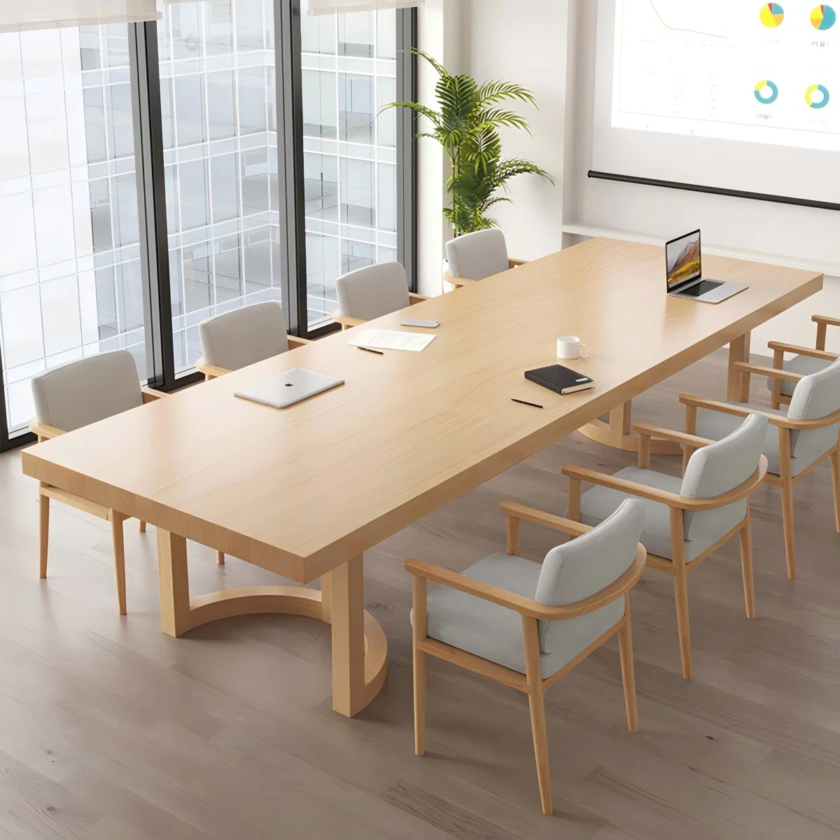 Simple Rectangular Solid Wood Conference Table OUCH CART