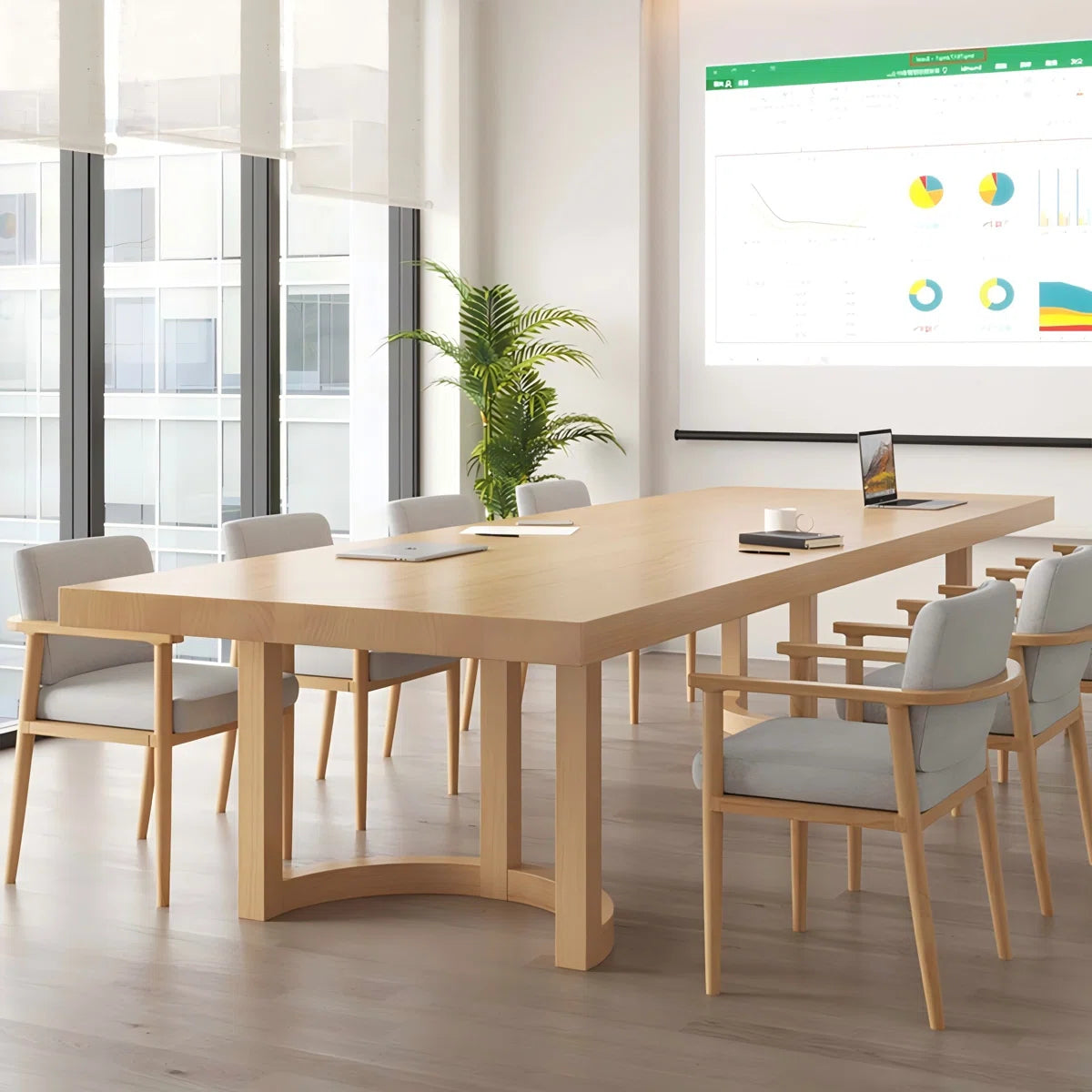 Simple Rectangular Solid Wood Conference Table- OUCH CART