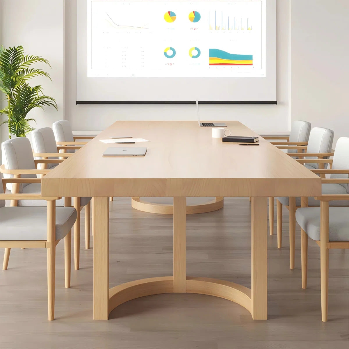 Simple Rectangular Solid Wood Conference Table OUCH CART