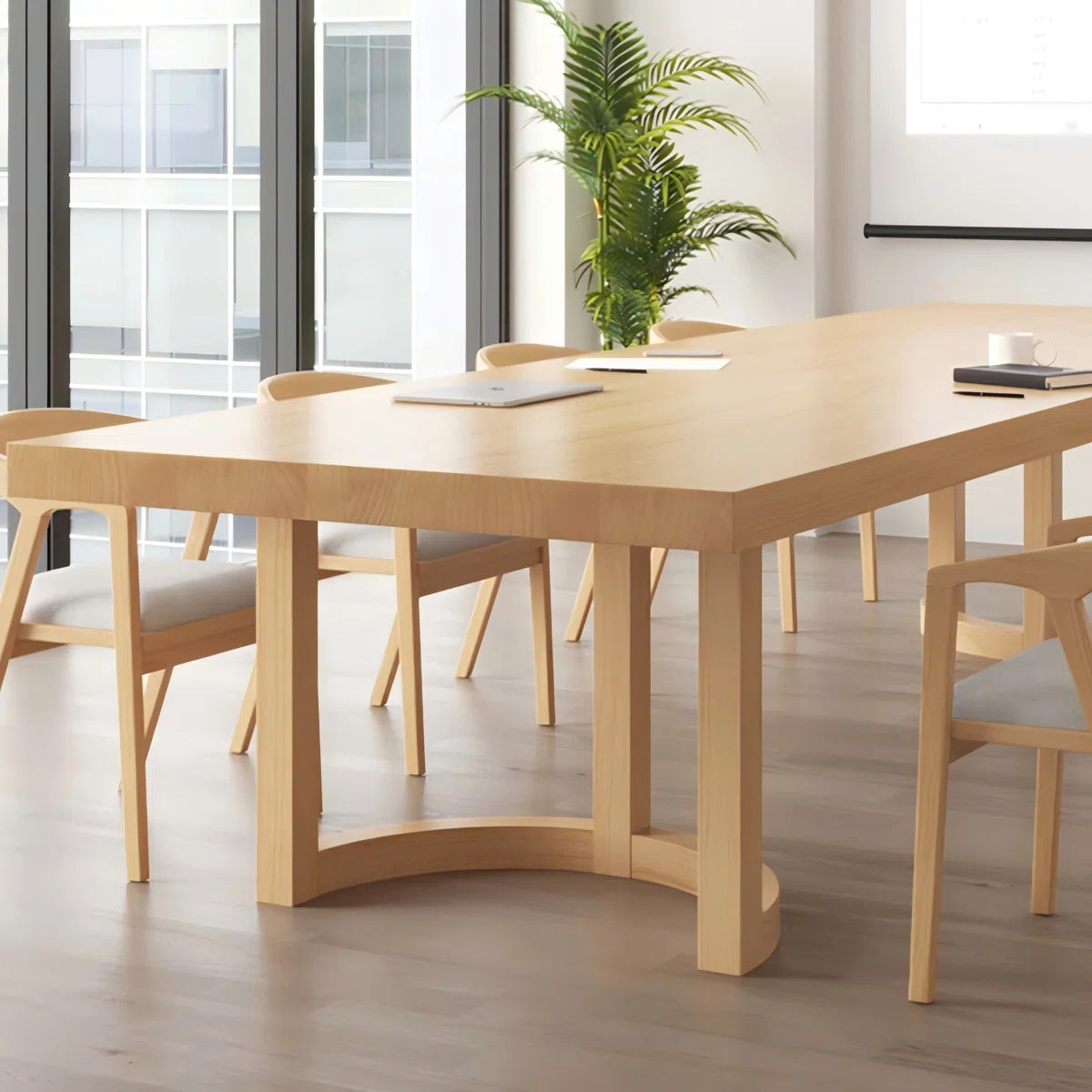 Simple Rectangular Solid Wood Conference Table OUCH CART