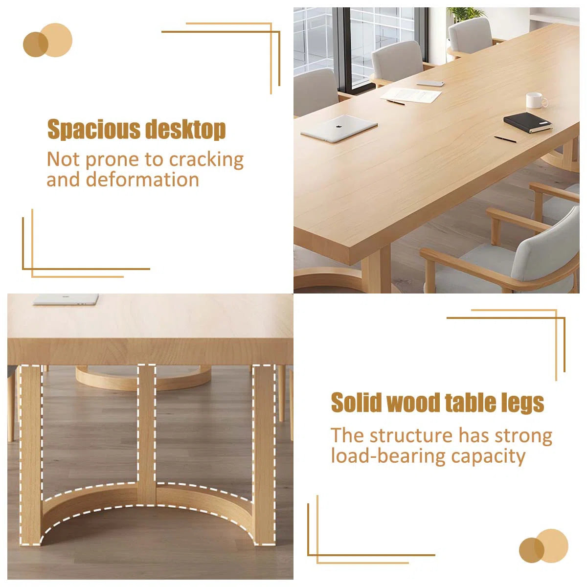 Simple Rectangular Solid Wood Conference Table OUCH CART