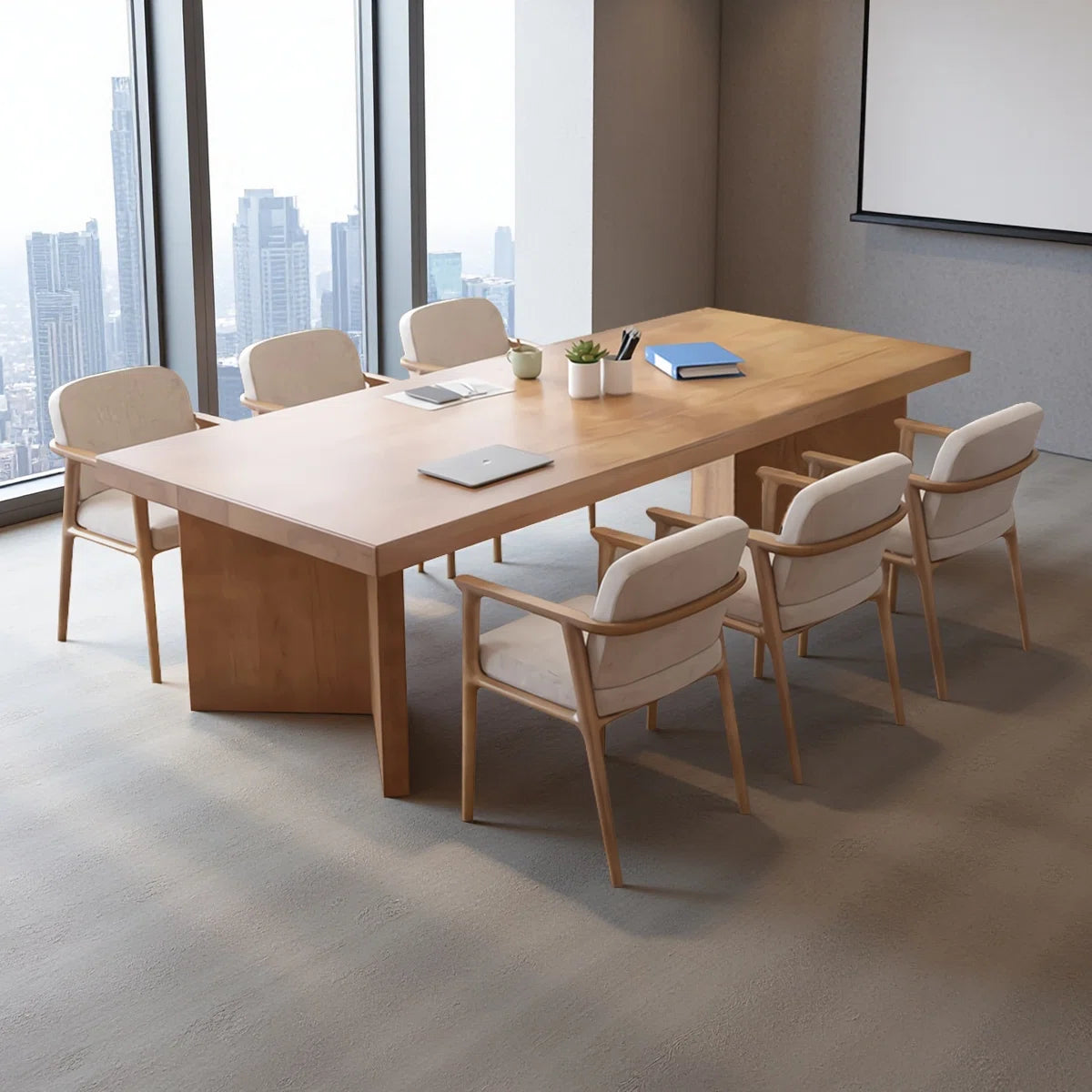 Simple Solid Wood Rectangular Conference Tables OUCH CART