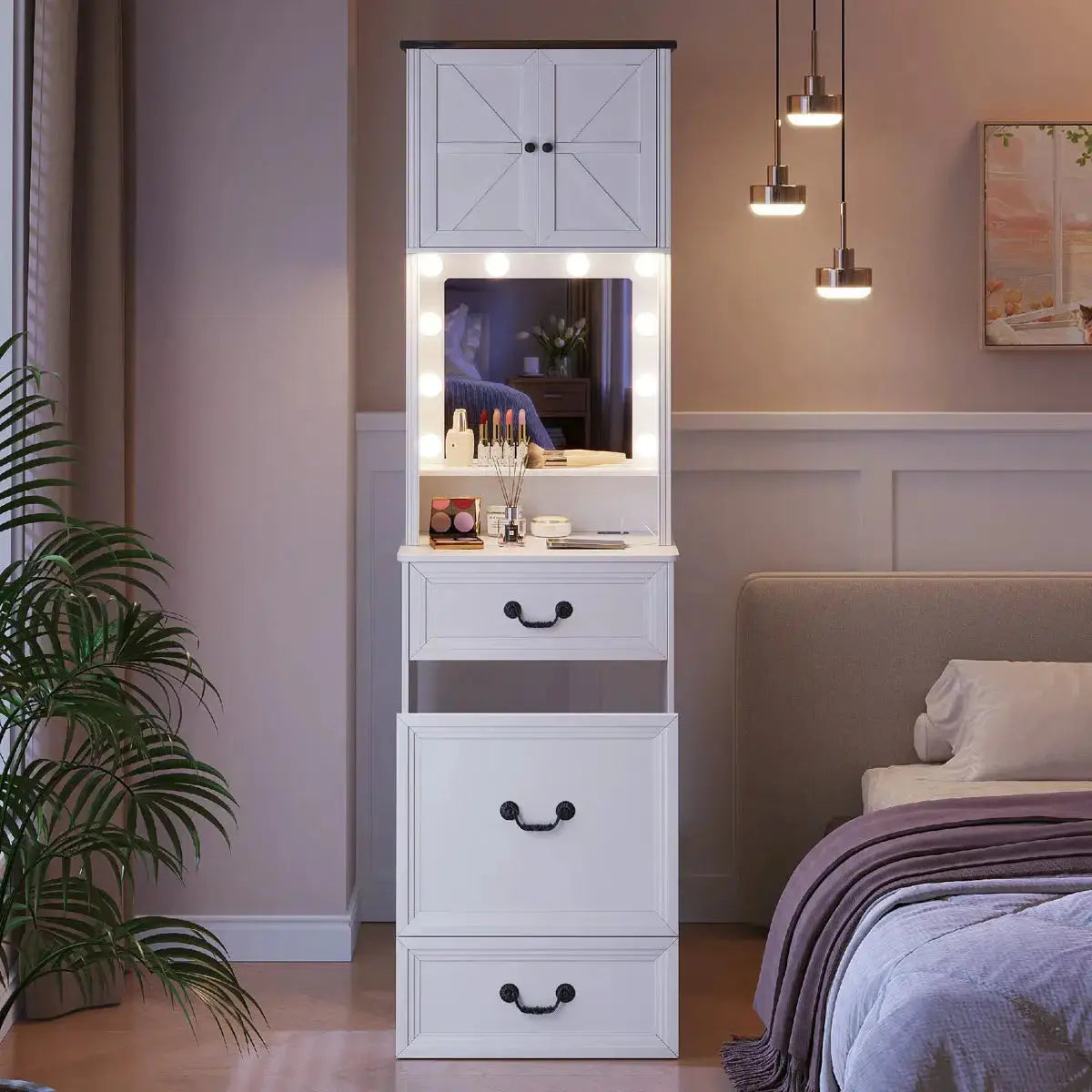 Small Makeup Vanity Set with LED Lights- OUCH CART | Dressing table