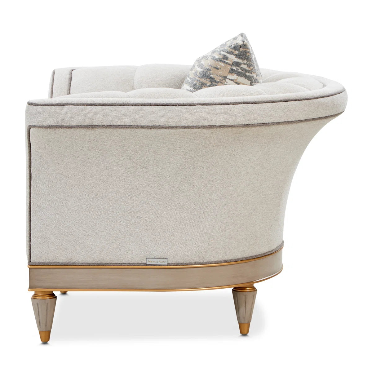 St. Charles Greige Accent Chair with Modern Fabric & Soft Curves