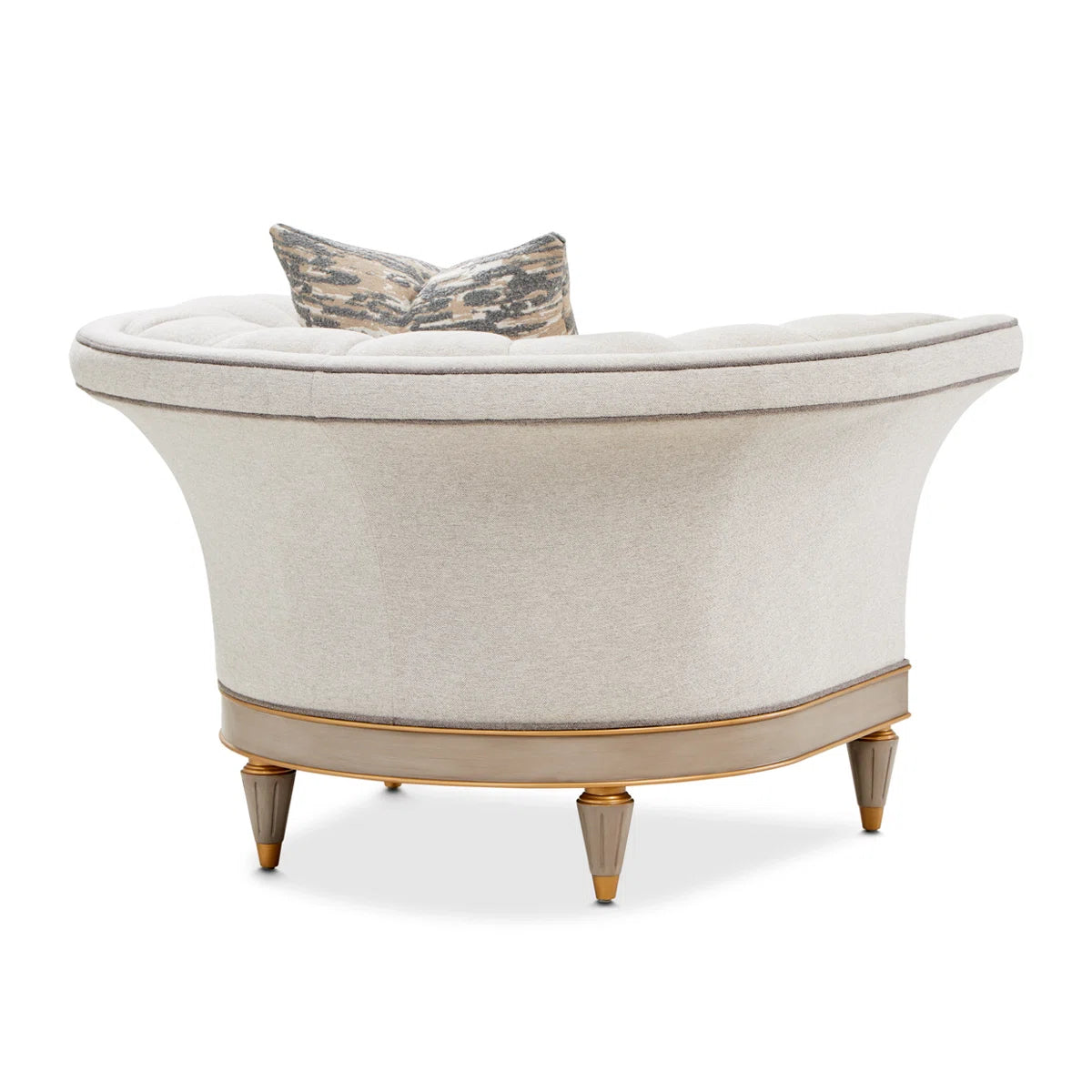 St. Charles Greige Accent Chair with Modern Fabric & Soft Curves