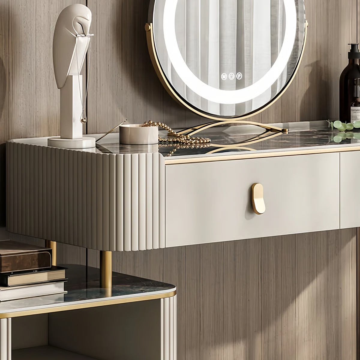 Elegant Stoicu Vanity Desk – Mirror and Ample Storage Space
