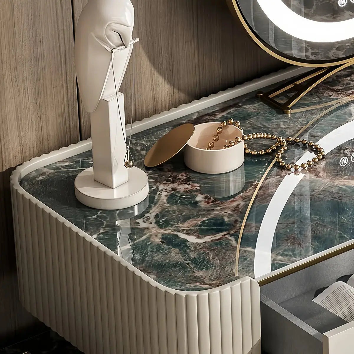 Elegant Stoicu Vanity Desk – Mirror and Ample Storage Space-OUCH CART |Dressing table