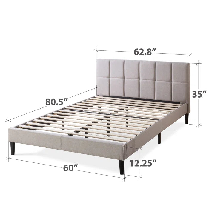 Suhavi Contemporary Modern Tufted Upholstered Platform Bed OUCH CART