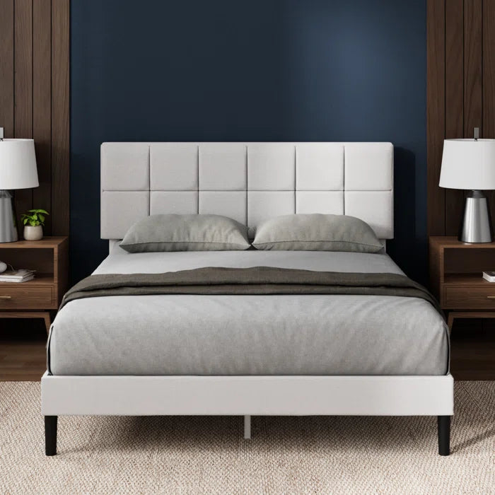 Suhavi Contemporary Modern Tufted Upholstered Platform Bed OUCH CART