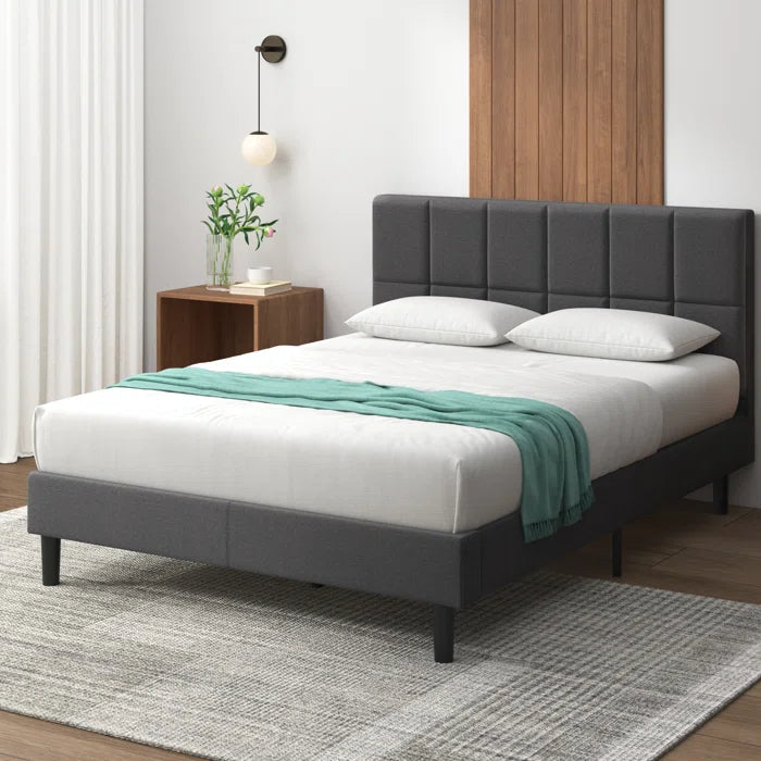 Suhavi Contemporary Modern Tufted Upholstered Platform Bed OUCH CART