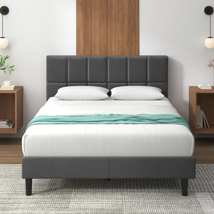 Suhavi Contemporary Modern Tufted Upholstered Platform Bed OUCH CART