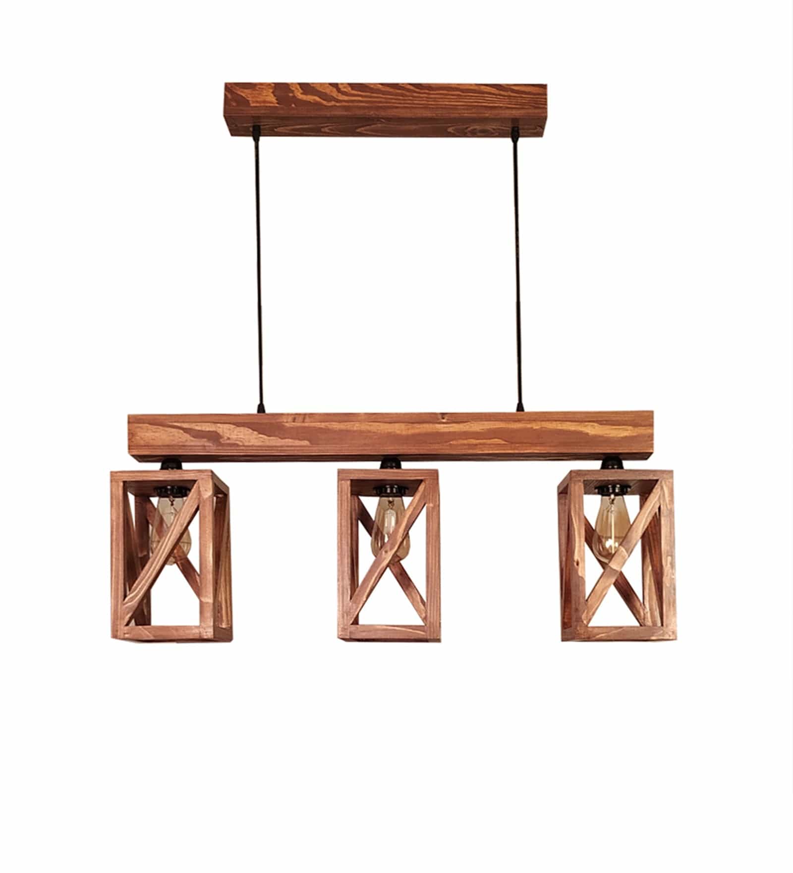 Symmetric Brown Wooden Series Hanging Lamp (BULB NOT INCLUDED)