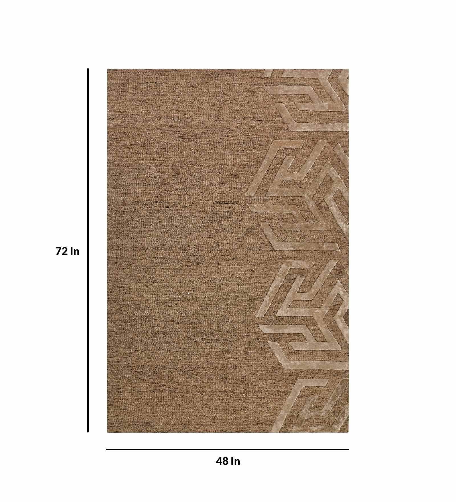 BROWN Wool & Viscose Canyan 4x6 Feet Hand-Tufted Carpet - Rug - Ouch Cart