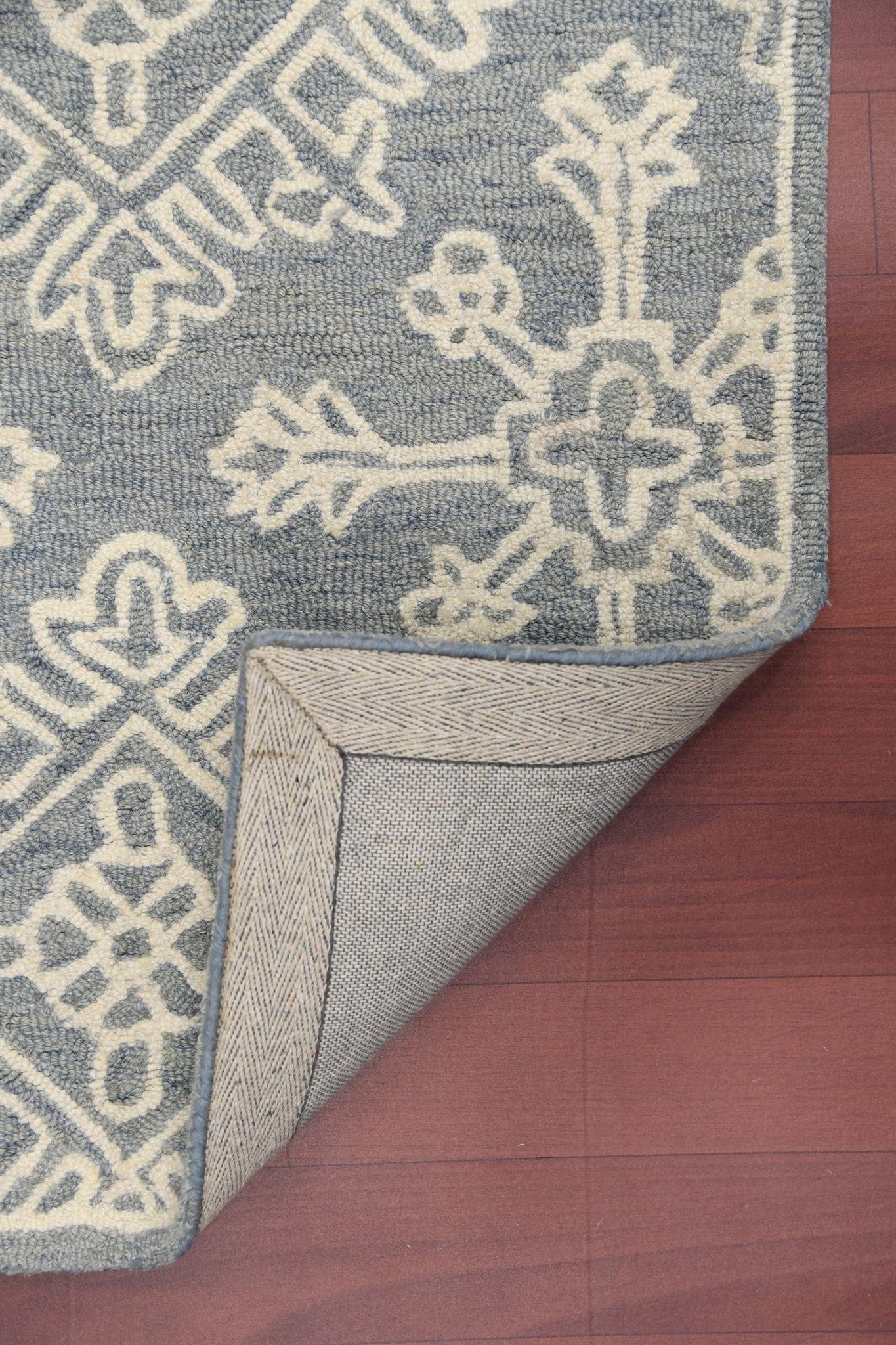 Sky Blue Wool Boston 4x6 Feet Hand-Tufted Carpet - Rug - Ouch Cart