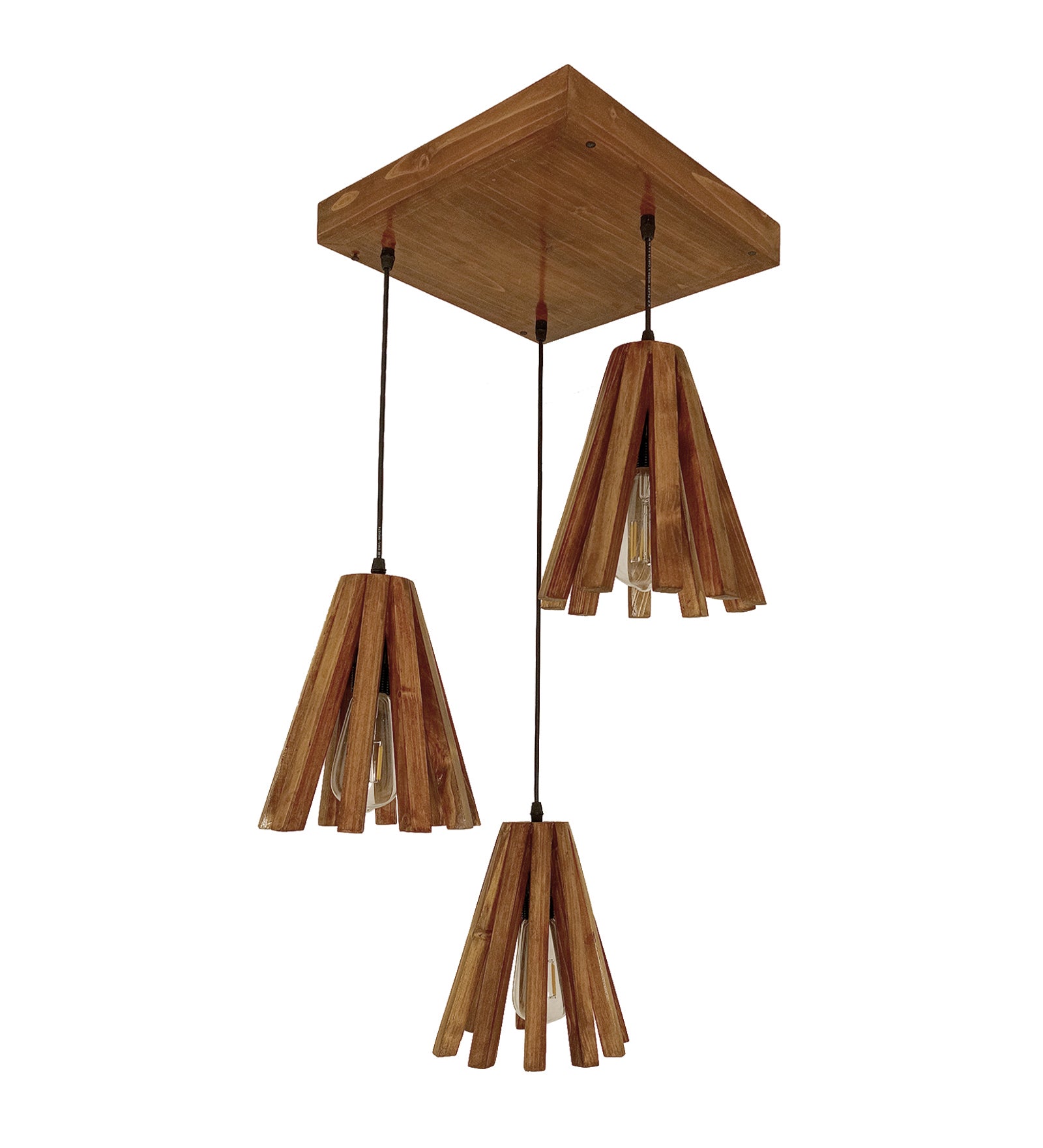 Taper Brown Wooden Cluster Hanging Lamp (BULB NOT INCLUDED)