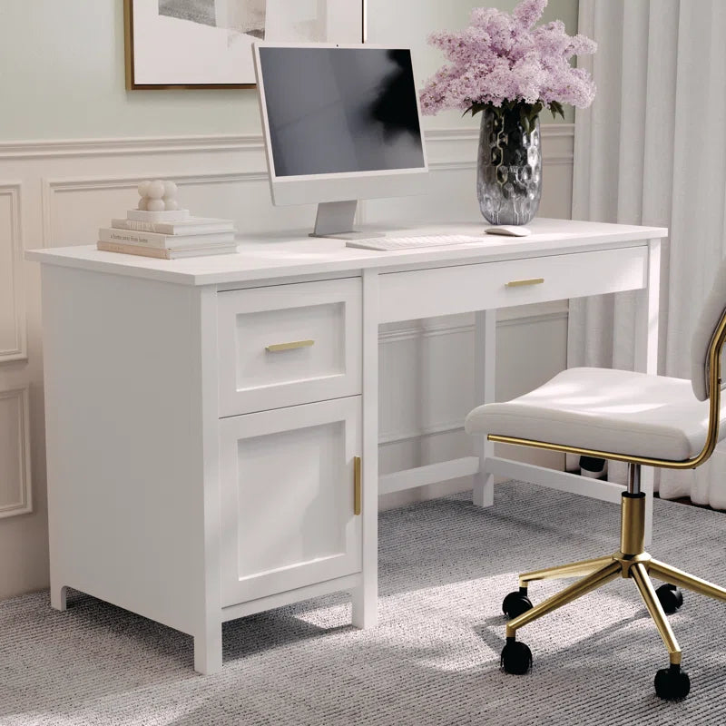 Martha Stewart Shaker Style Home Office Desk with Storage ouch cart