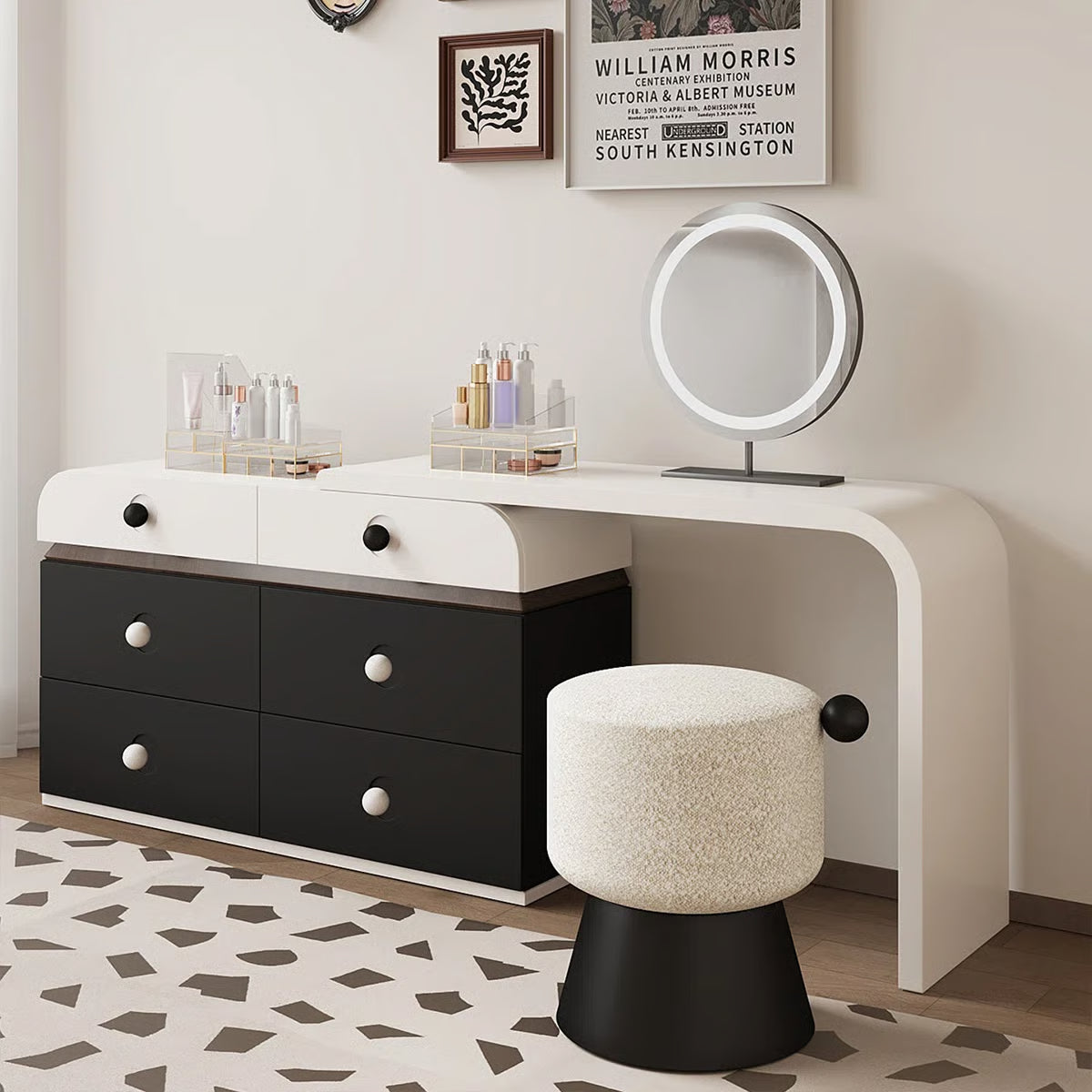 Tegh Vanity – Modern Makeup Desk with LED Mirror, Storage Drawers & Sleek Design-OUCH CART | Dressing table