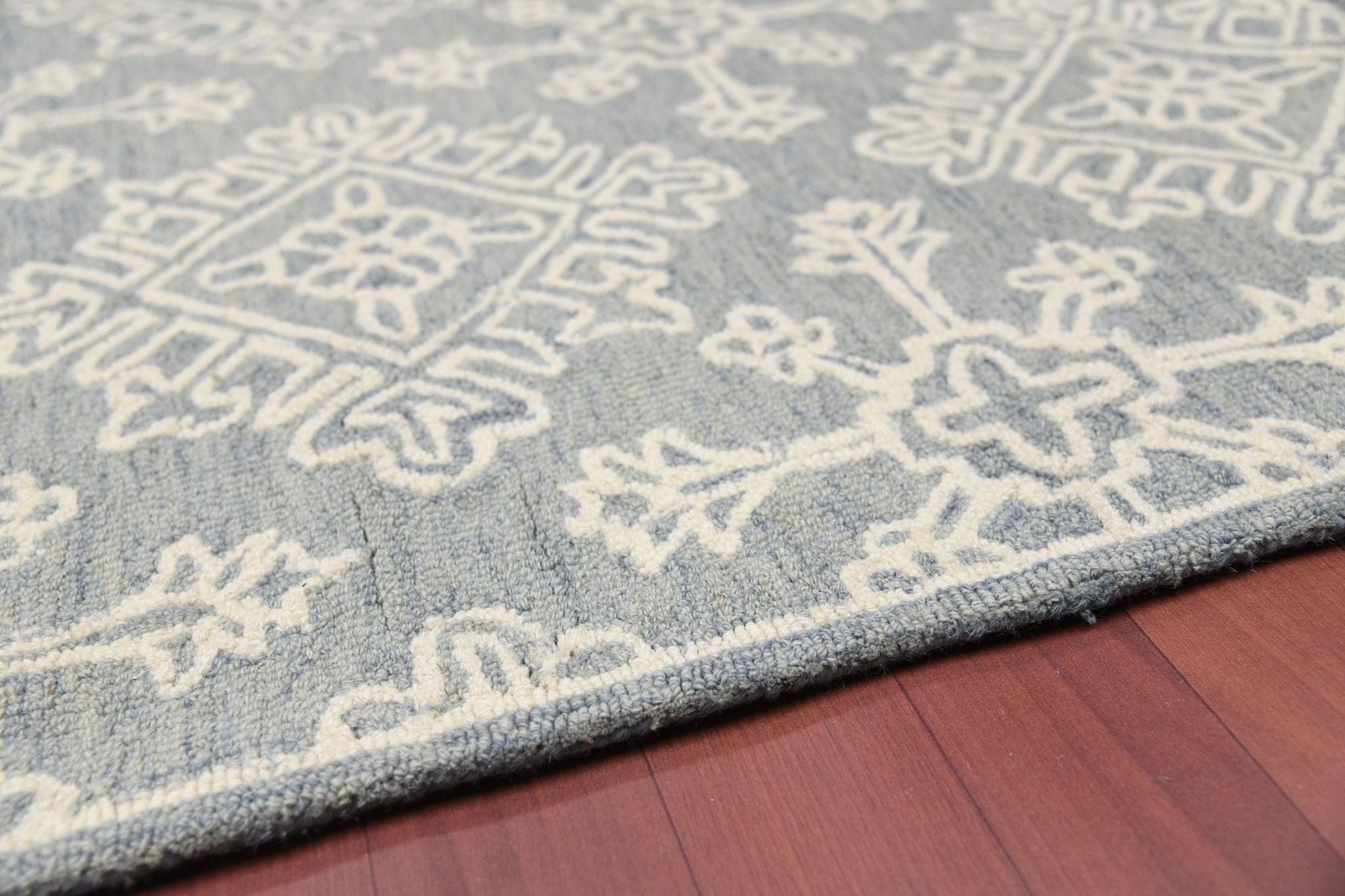 Sky Blue Wool Boston 4x6 Feet  Hand-Tufted Carpet - Rug
