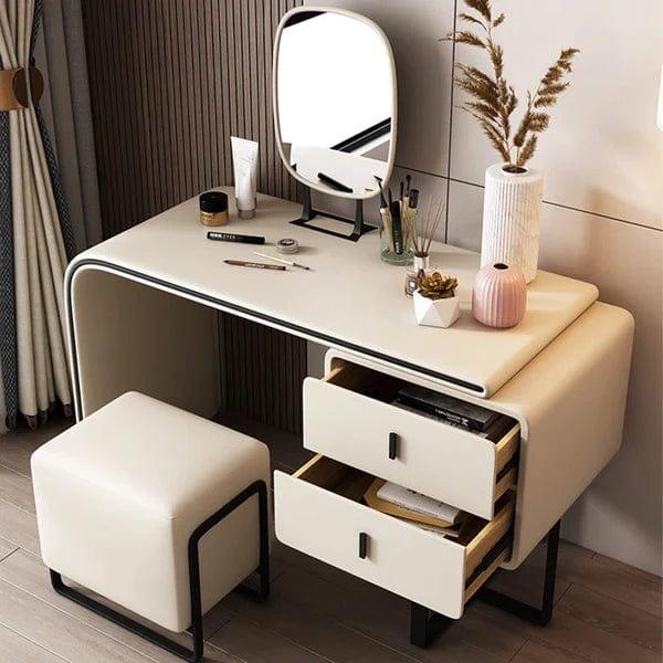 Ava Wide Vanity with Mirror Vanity wooden dressing table design with stool - Ouch Cart