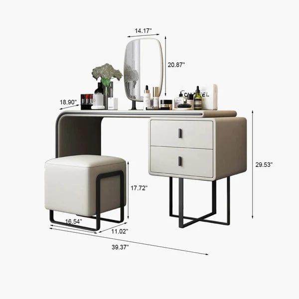 Ava Wide Vanity with Mirror Vanity wooden dressing table design with stool - Ouch Cart