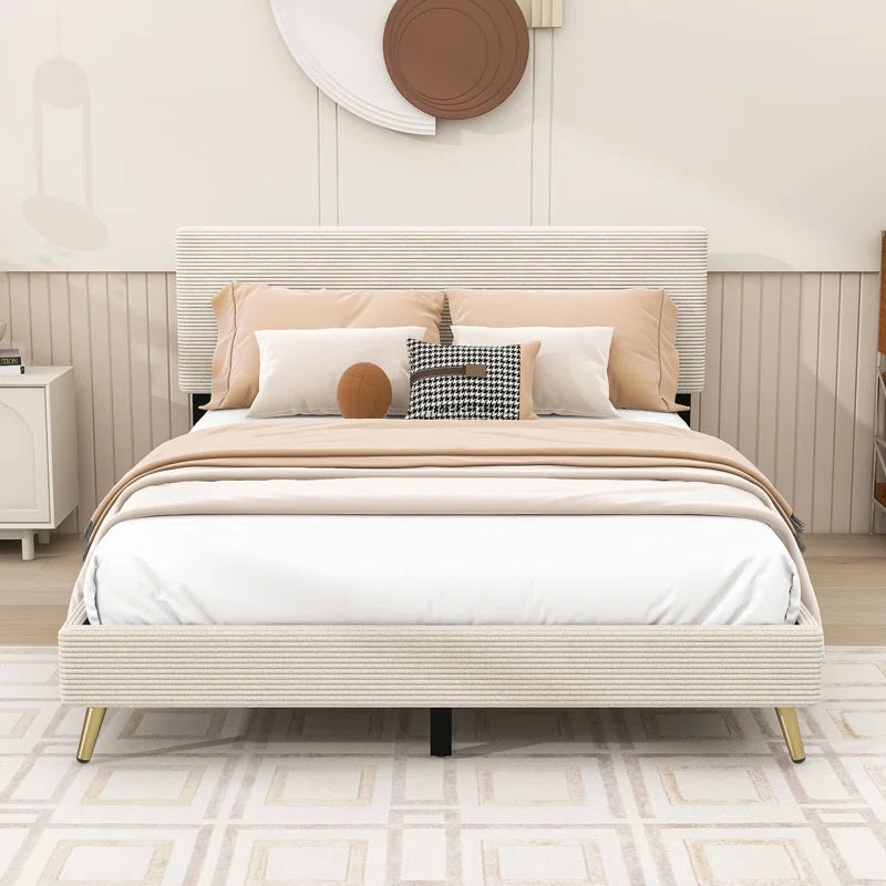 Tirso Queen Size Upholstered Platform Bed with Headboard