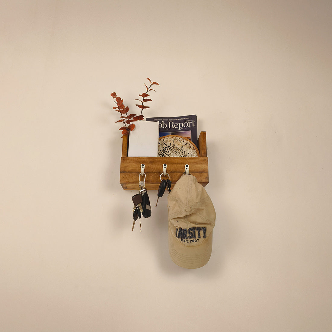 Tivoli Wooden Wall Organiser with Key Holders