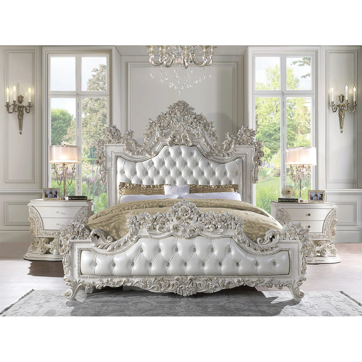 Traditional Luxurious upholstered bed,bed frame,platform bed