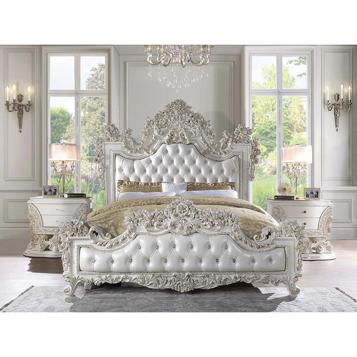 Traditional Luxurious upholstered bed,bed frame,platform bed - OUCHCART | BED