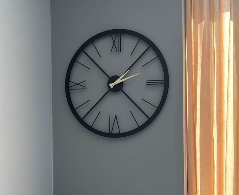 lines and roman black wallclock N.R.HOMESDECOR