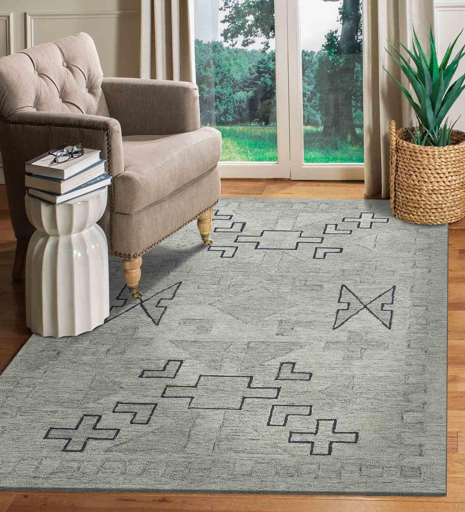 SHALE GRAY Wool Asteria 4x6 Feet Hand-Tufted Carpet - Rug - Ouch Cart