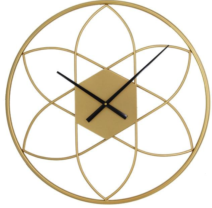 Metallic Geometrical Golden Wall Clock N.R.HOMESDECOR