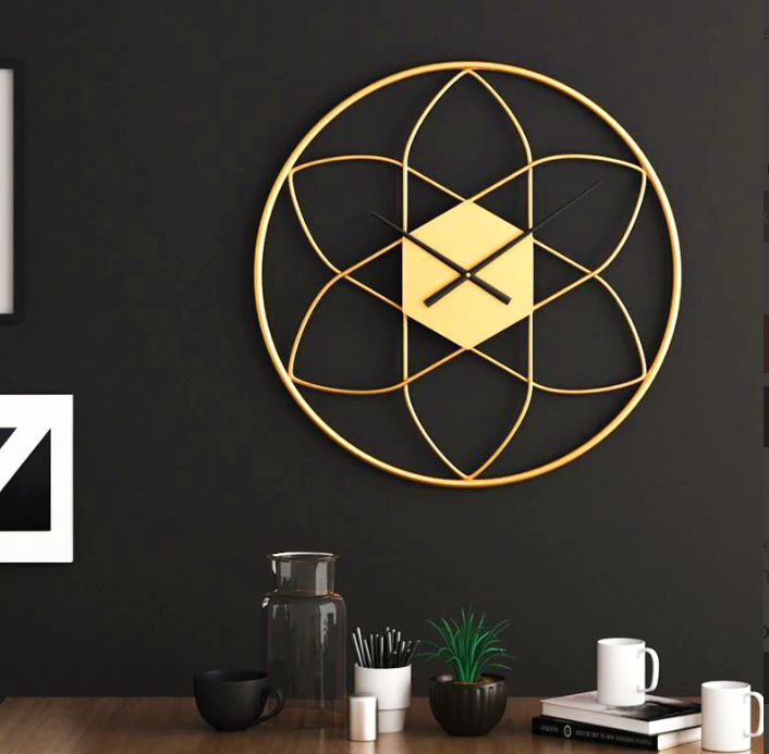 Metallic Geometrical Golden Wall Clock N.R.HOMESDECOR