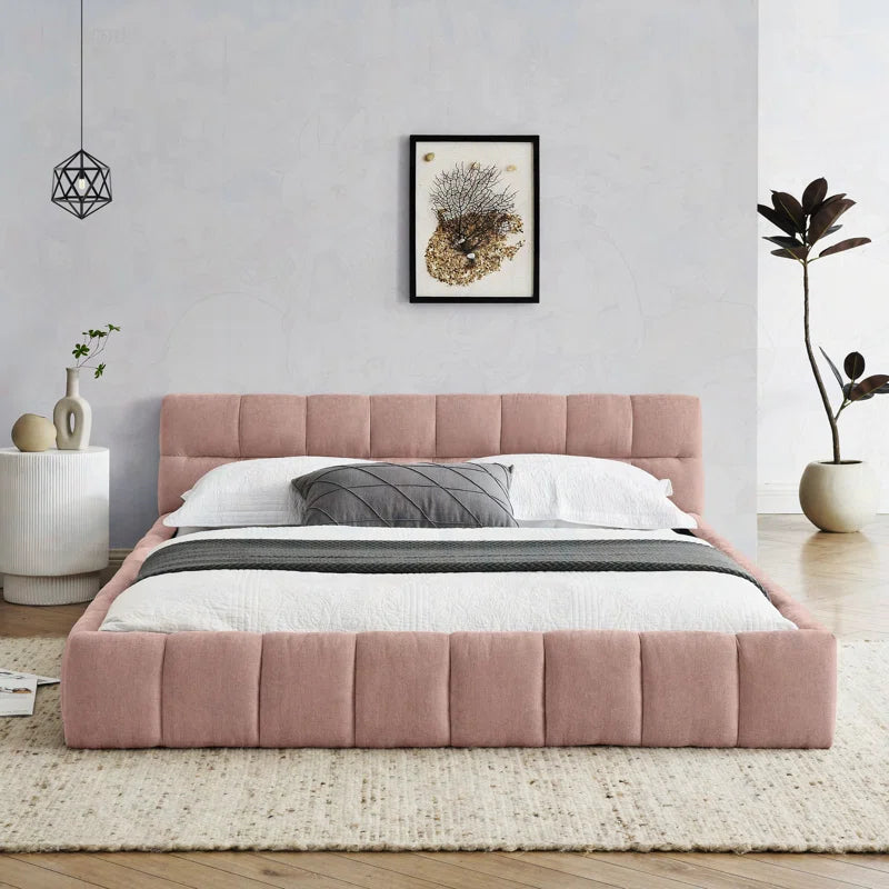 Upholstered Bed Frame with Thick Fabric OUCH CART