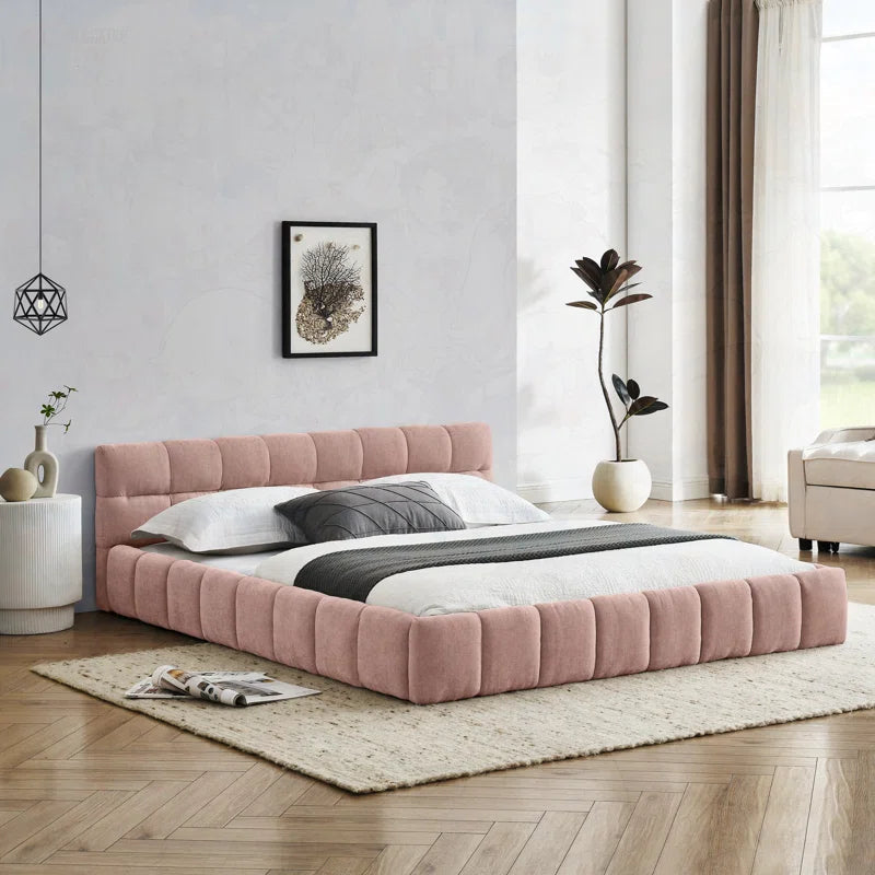 Upholstered Bed Frame with Thick Fabric OUCH CART