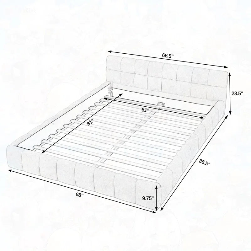 Upholstered Bed Frame with Thick Fabric OUCH CART