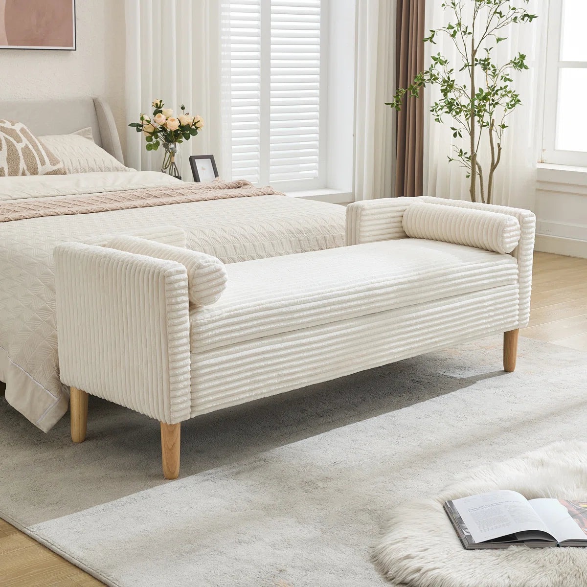 Upholstered Flip Top Storage Bench