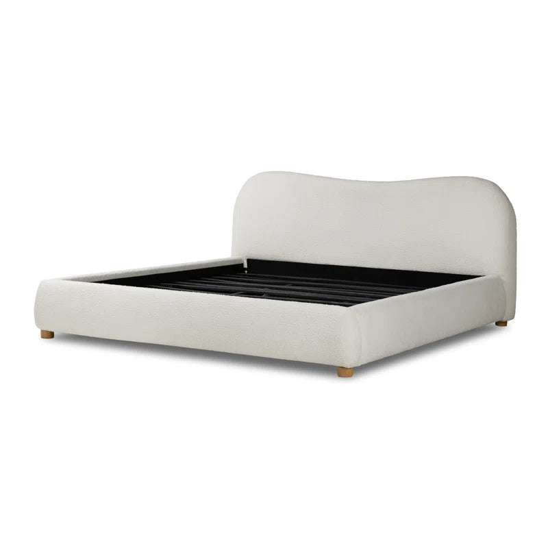 Upholstered Oliver Bed with Curved Headboard, Performance fabric, Heshimu OUCH CART