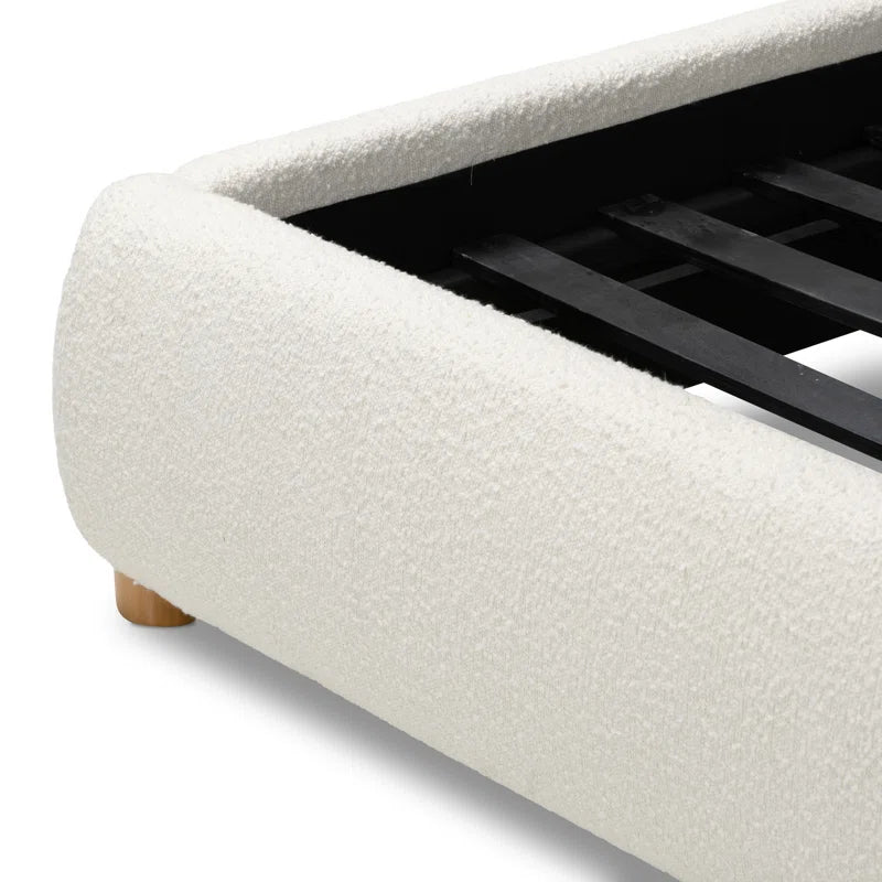 Upholstered Oliver Bed with Curved Headboard, Performance fabric, Heshimu