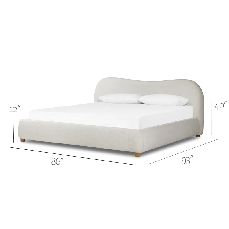 Upholstered Oliver Bed with Curved Headboard, Performance fabric, Heshimu