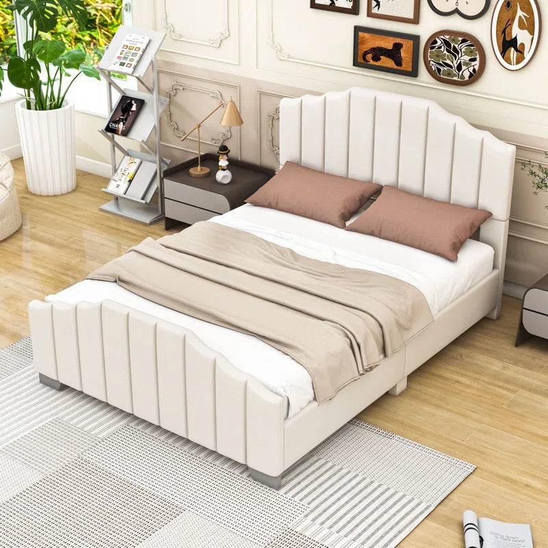 Upholstered Platform Bed with Headboard OUCH CART