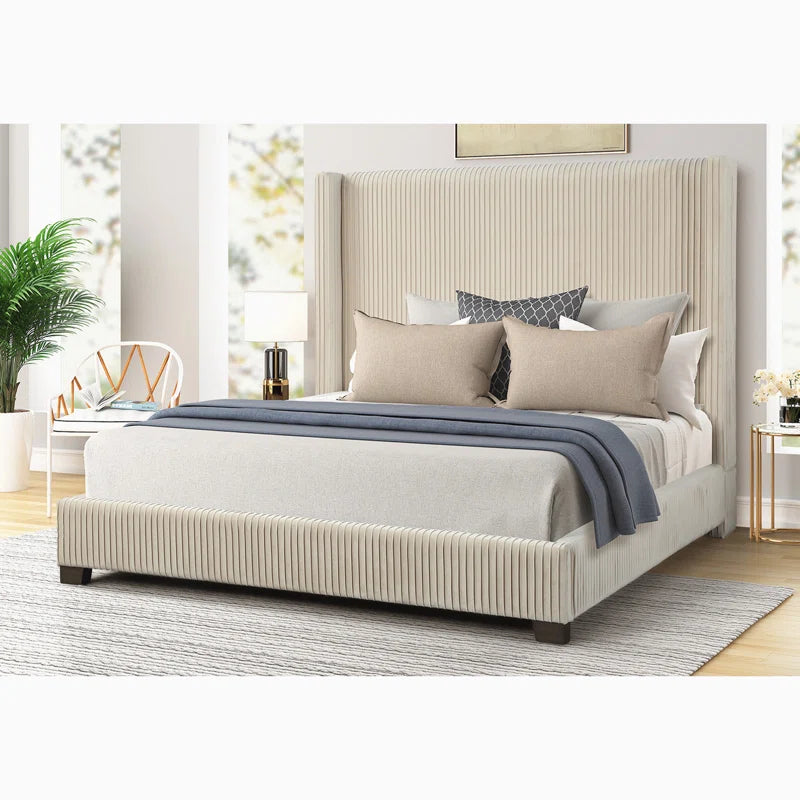 Upholstered Platform Bed with Headboard OUCH CART