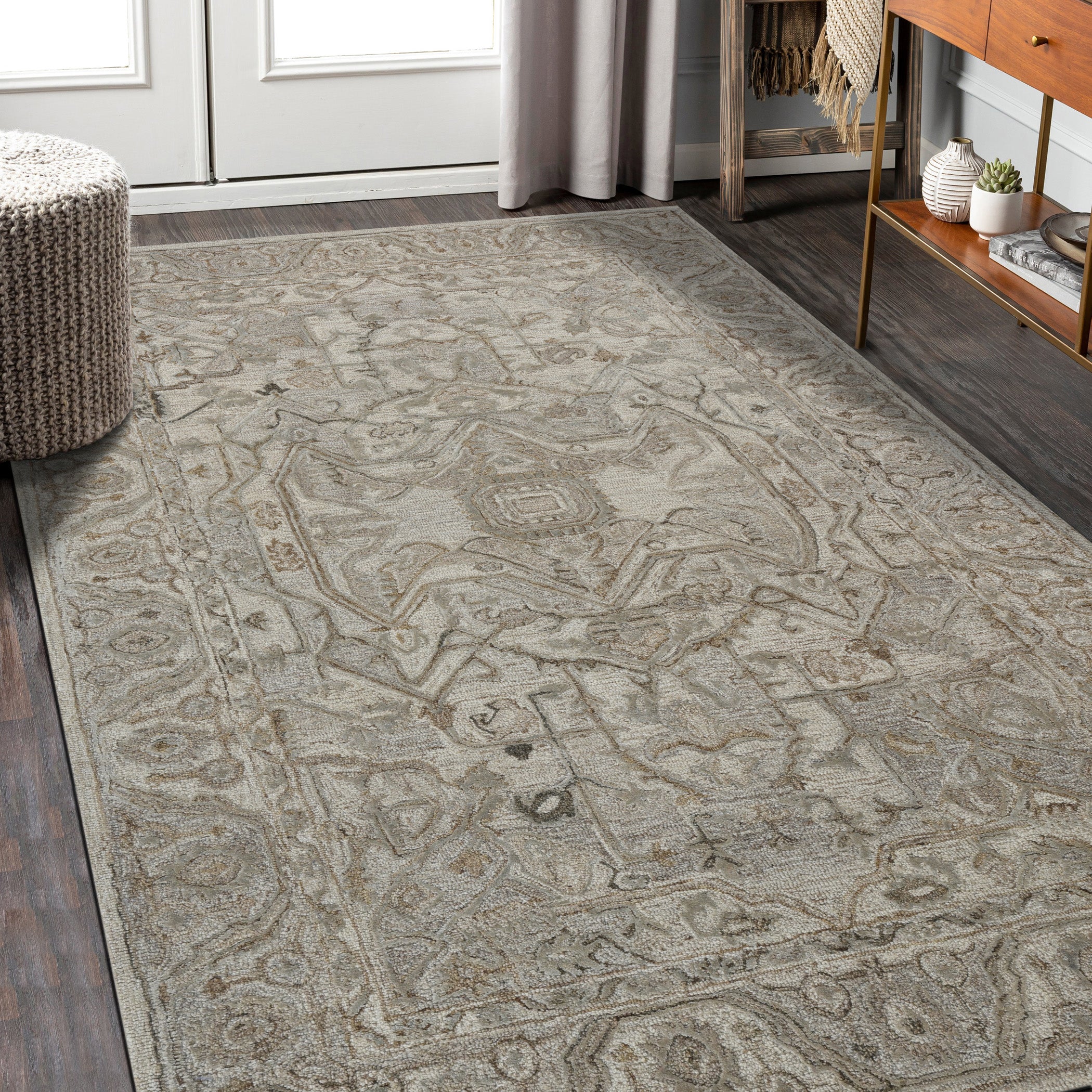 Saraswati Global Rug , Handcrafted Area Rug, 8x10 Feet, Wool & Viscose Rug, Luxurious Anti-Skid & Anti Slip Backing Carpet , Ideal for Bedroom, Living Room, and Dining Room, Kids Room, Office Rug.
