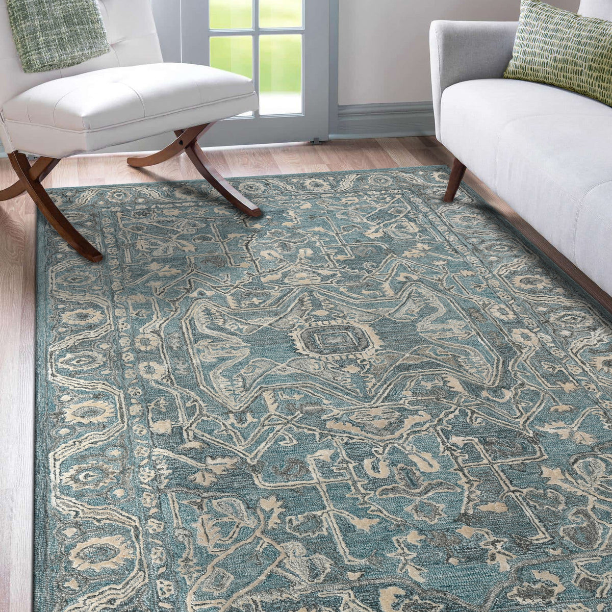 Saraswati Global Hamdmade Wool Rug, Modern Rug, 8x10 Feet Area Rug, Ideal for Bedroom, Living Room, and Dining Room, Kids Room, Office Rug, Anti-Skid & Anti Slip Backing Carpet. Saraswati Global