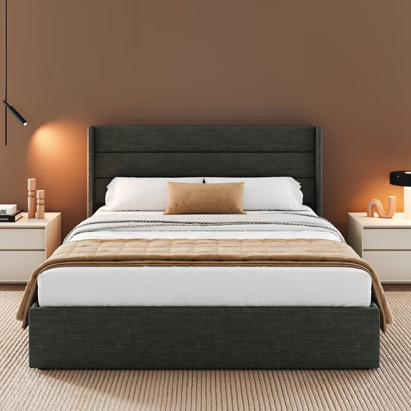Valire Upholstered Wingback Storage Bed OUCH CART