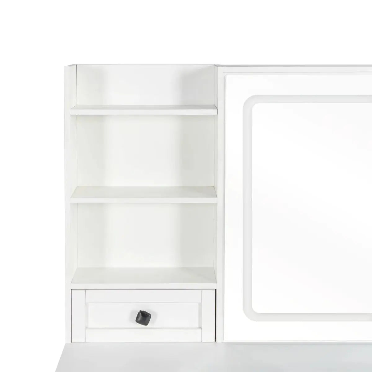 Vanity Desk with LED Lights, Power Strip, 3 Large Drawers – Makeup Organizer