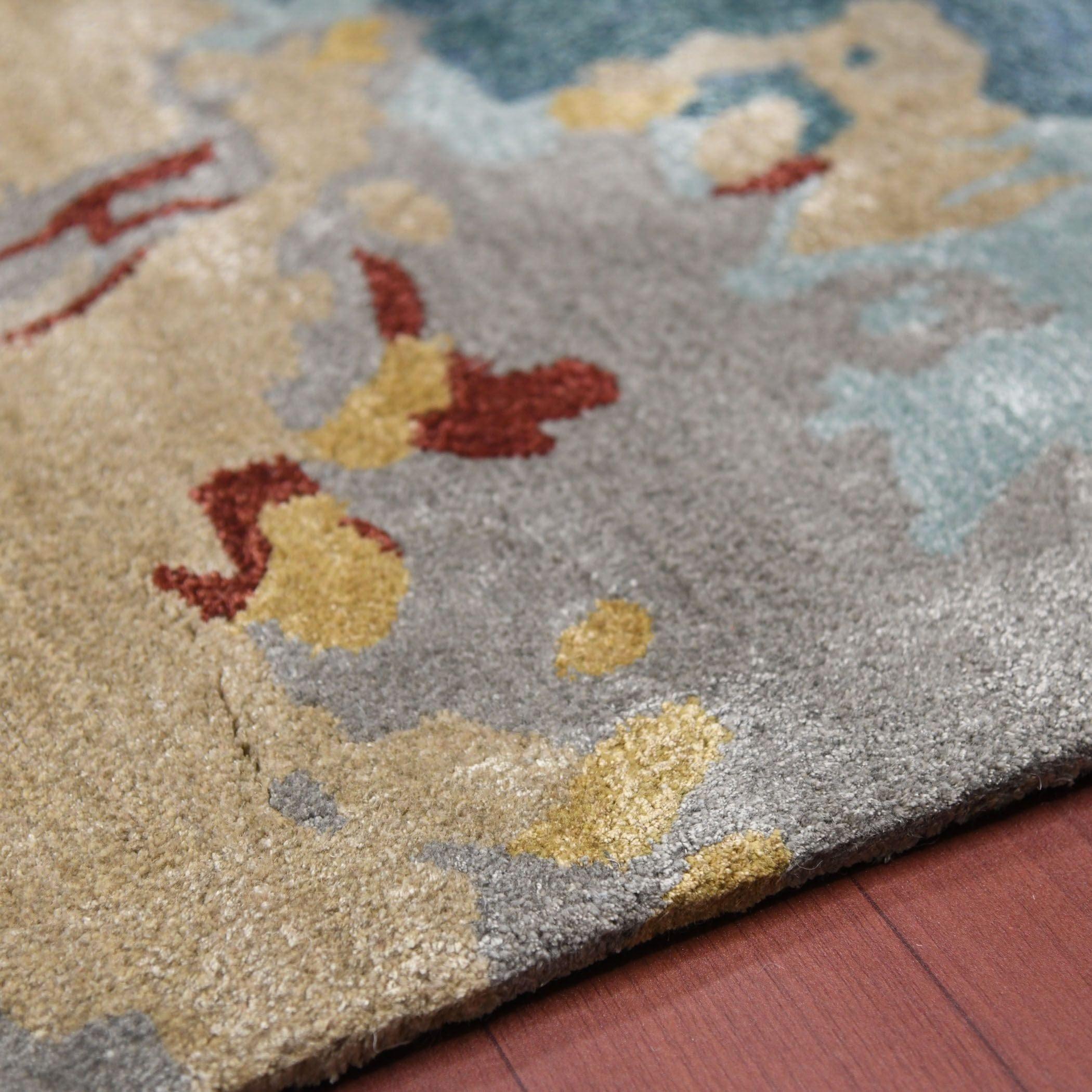 Orange Wool & Viscose Dream Scape 4x6 Feet Hand-Tufted Carpet - Rug - Ouch Cart